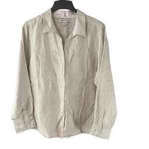 Tommy Bahama 100% Linen V-Neck Long Sleeve Button Down Shirt XL